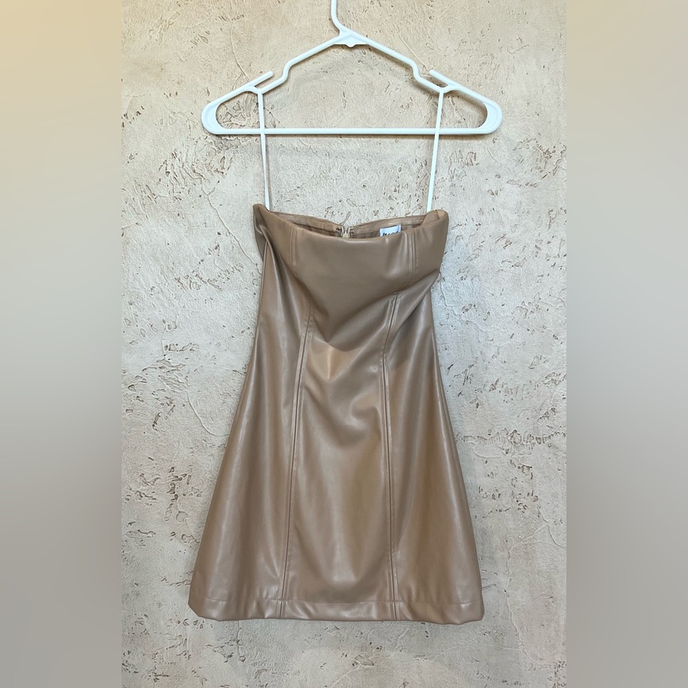 Faux Leather Strapless Mini Dress Size 2